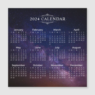 Magnétique Élégant Calendrier 2024 sur Voie Lactée   Carte ma