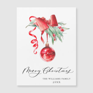 Magnétique Élégant ornement rouge Joyeux Noël Carte magnétiqu