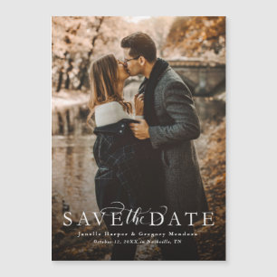 Magnétique Élégant script enregistrer la date photo carte mag