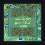 Magnétique Élégante carte de plume bleu vert Peacock<br><div class="desc">Élégante carte de plume bleu vert Peacock</div>