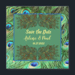 Magnétique Élégante carte de plume bleu vert Peacock<br><div class="desc">Élégante carte de plume bleu vert Peacock</div>