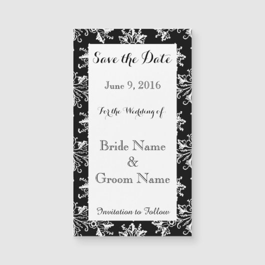 Magnétique Enregistrer la date Damask Pattern Carte magnétiqu (Devant)