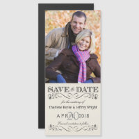 Enregistrer le Invitation photo Mariage blanc Vint