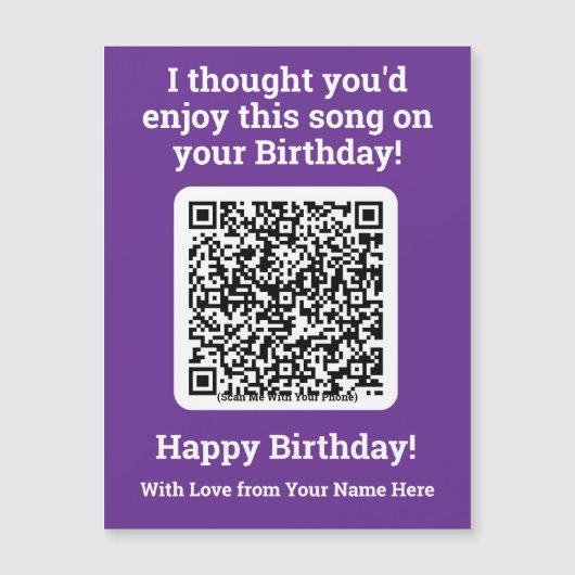 Magnétique Envoyer une chanson par QR Code sur une carte magn (Devant)