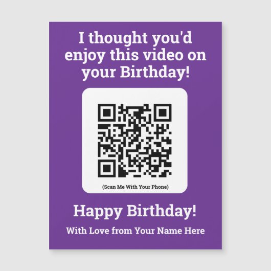 Magnétique Envoyer une vidéo par QR Code sur une carte magnét (Devant)