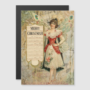 Magnétique Fée de Noël victorienne annonçant la carte de musi