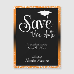 Magnétique Fête de graduation Orange Black Ombre carte magnét