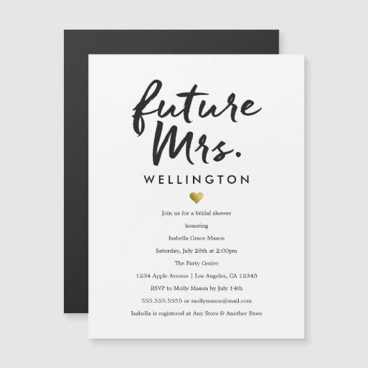 Magnétique Futur Mme. | Invitation de douche nuptiale (Devant / Derrière)