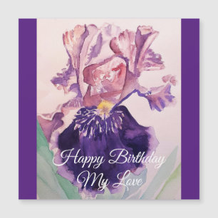 Magnétique Glorieuse Aquarelle violette Iris Love Carte Anniv