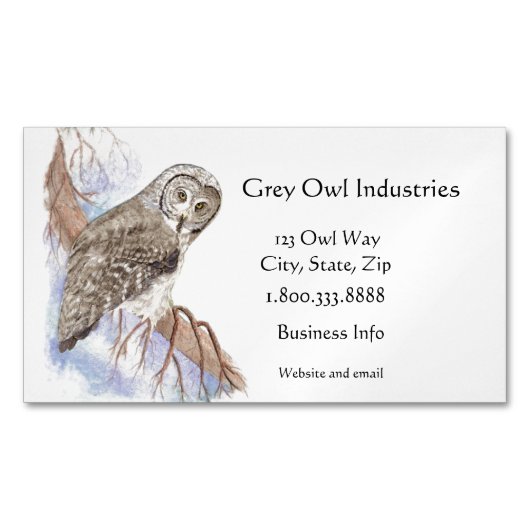Magnétique Grey Owl Industries Oiseau et Carte de visite (devant)
