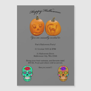 Magnétique Invitation à la fête d'Halloween Crâne de Sucre de