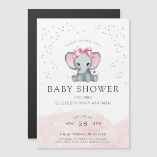 Magnétique Invitation au Baby shower blanc rose