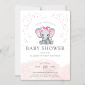 Magnétique Invitation au Baby shower blanc rose (Recto)