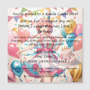 Magnétique Invitation d'anniversaire Anime Personnalisée