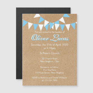 Magnétique Invitation de baptême bleu Baby Bunting