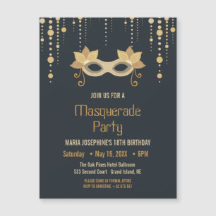 Magnétique Invitation de fête d'anniversaire Masquerade moder