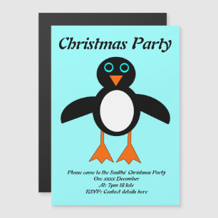 Magnétique Invitation de la partie personnalisée de pingouin