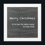 Magnétique Joyeux Noël Chalkboard Design Carte de voeux<br><div class="desc">Votre sentiment et votre signature mettent en valeur cette carte de carré Joyeux Noël en tableau noir.</div>