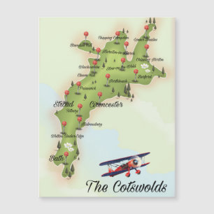 Magnétique La carte vintage des Cotswolds