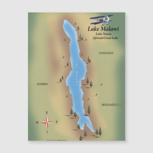 Magnétique Lac Malawi, carte de voyage affiche impression