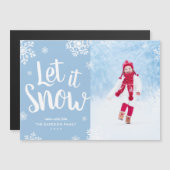 Magnétique Laisser neiger | Carte photo de vacances magnétiqu (Devant / Derrière)