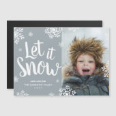 Magnétique Laisser neiger | Carte photo de vacances magnétiqu (Devant / Derrière)