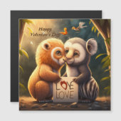 Magnétique Les animaux mignons en carte amour (Devant / Derrière)