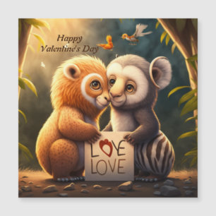 Magnétique Les animaux mignons en carte amour