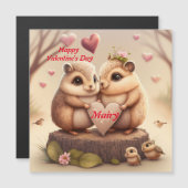 Magnétique Les mignons écureuils en carte amour (Devant / Derrière)