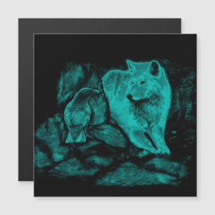 Magnétique Loup et Corbeau dans la carte de nuit