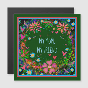 Magnétique Maman Ami Plutôt Floral Coeur Vert Carte magnétiqu