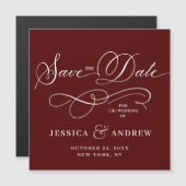 Magnétique Mariage élégant Enregistrer la date Carte magnétiq (Devant / Derrière)