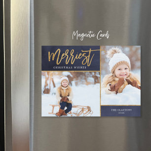 Magnétique Merriest Faux Foil 2 Photo Carte de Noël magnétiqu