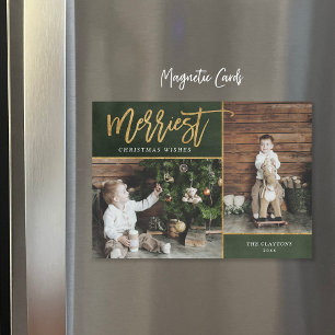 Magnétique Merriest Faux Foil 2 Photo Carte de Noël magnétiqu