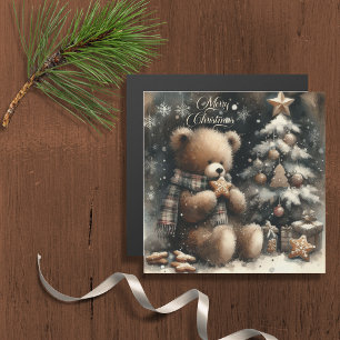 Magnétique Mignonne Teddy Bear Noël Salutation Carte magnétiq