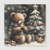 Magnétique Mignonne Teddy Bear Noël Salutation Carte magnétiq (Devant)