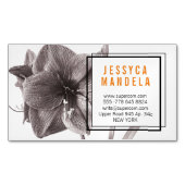 Magnétique Moderne Amaryllis Fleur Orange Carte de visite Mag (devant)