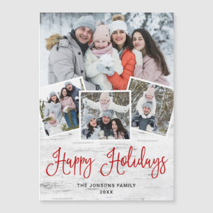 Magnétique Noël Rustique écorce à bouleau 4 PHOTO Carte magné