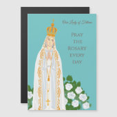 Magnétique Notre Dame de Fatima et carte de roses blanches (Devant / Derrière)