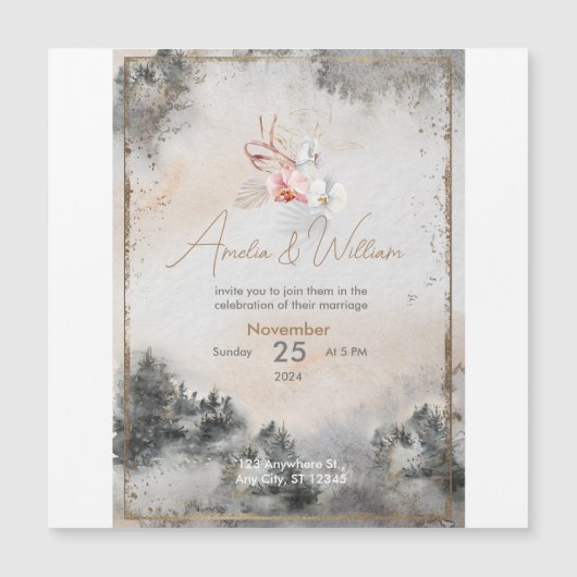 Magnétique November Wedding Invitation (Devant)