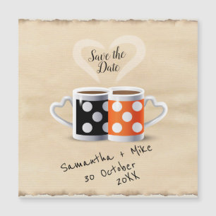 Magnétique Orange + Café Noir Design de la Carte de Date de S