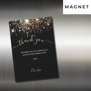 Magnétique Parties scintillant en or noir merci carte magnéti