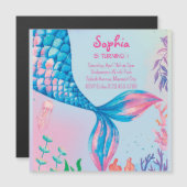 Magnétique Petite Sirène Sous L'Eau Invitation Anniversaire (Devant / Derrière)