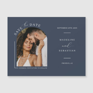 Magnétique Photo Navy Blue Arch Enregistrer la date Carte mag