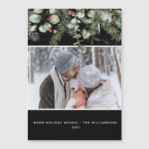 Magnétique Pine verte d'hiver Budget photo Carte de Noël