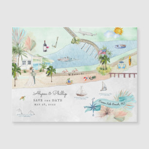 Magnétique Plage d'Ocean Isle   Carte illustrée de Caroline d