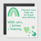 Magnétique Prière chrétienne pour les enfants Vert | Carte ma (Devant / Derrière)