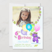 Magnétique Princess Bear Custom 6th Birthday Party Invitation (Recto)