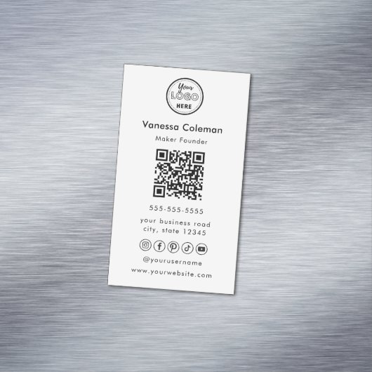 Magnétique Professionnel minimal Qr Code Carte de visite blan (In Situ)