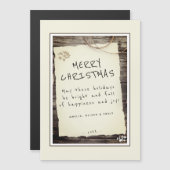 Magnétique Rustique Bois Vieux Script Joyeux Noël Carte (Devant / Derrière)